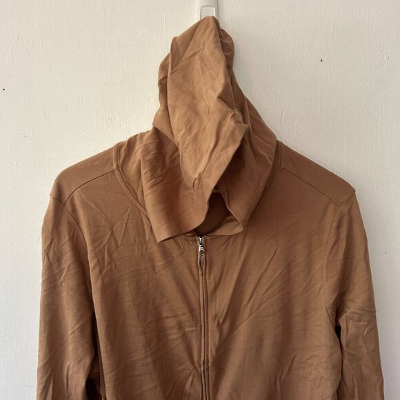 IsaacMizrahiLive Long Sleeve Full Zip Top Womens XL Brown Hooded Pockets - Picture 2 of 7